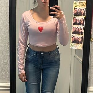 Long Sleeve Valentines crop top